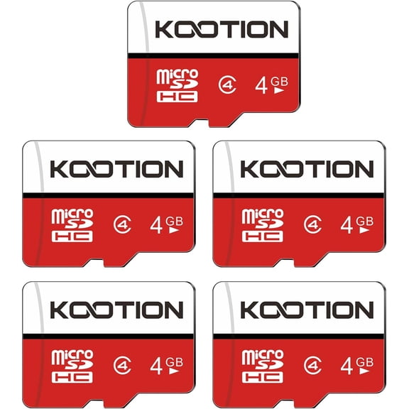 4 GB Micro SD Cards 5-Pack, Class 4 MicroSD Flash Memory Card, C4, TF Card with Adapter for MP3/MP4/Old Phones