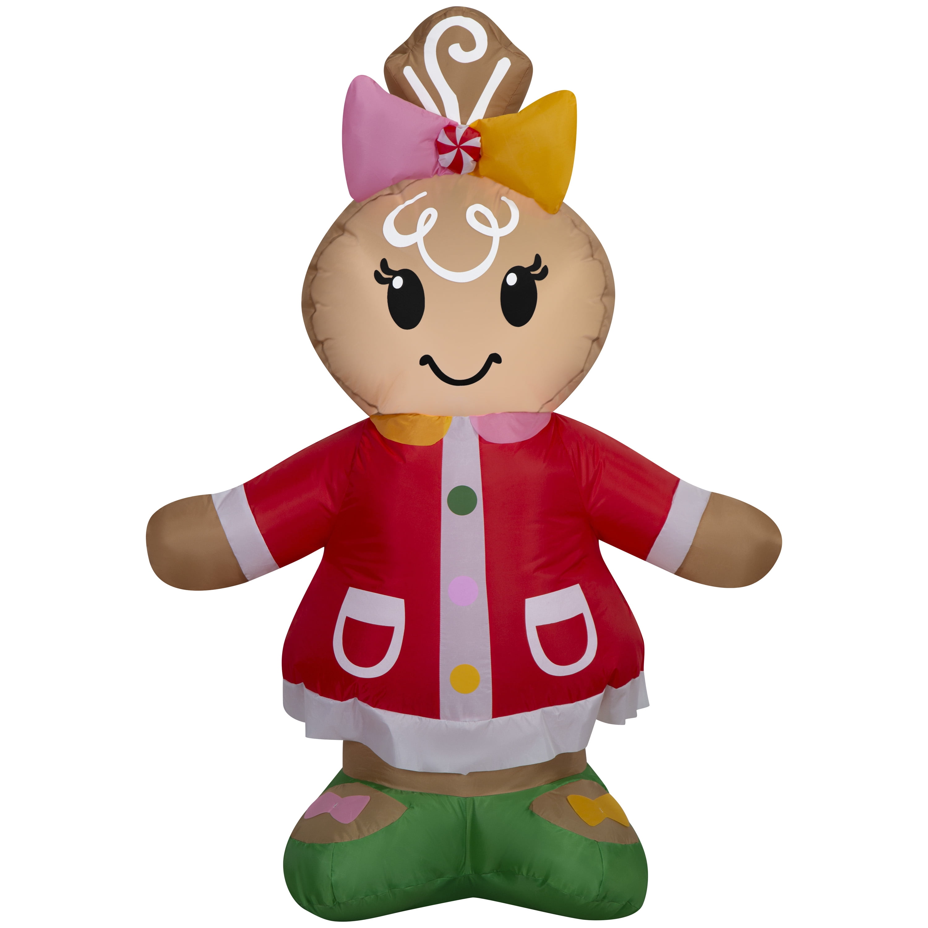4 ft Gingerbread Girl Christmas Airblown Yard Inflatable, Multicolor, by Holiday Time