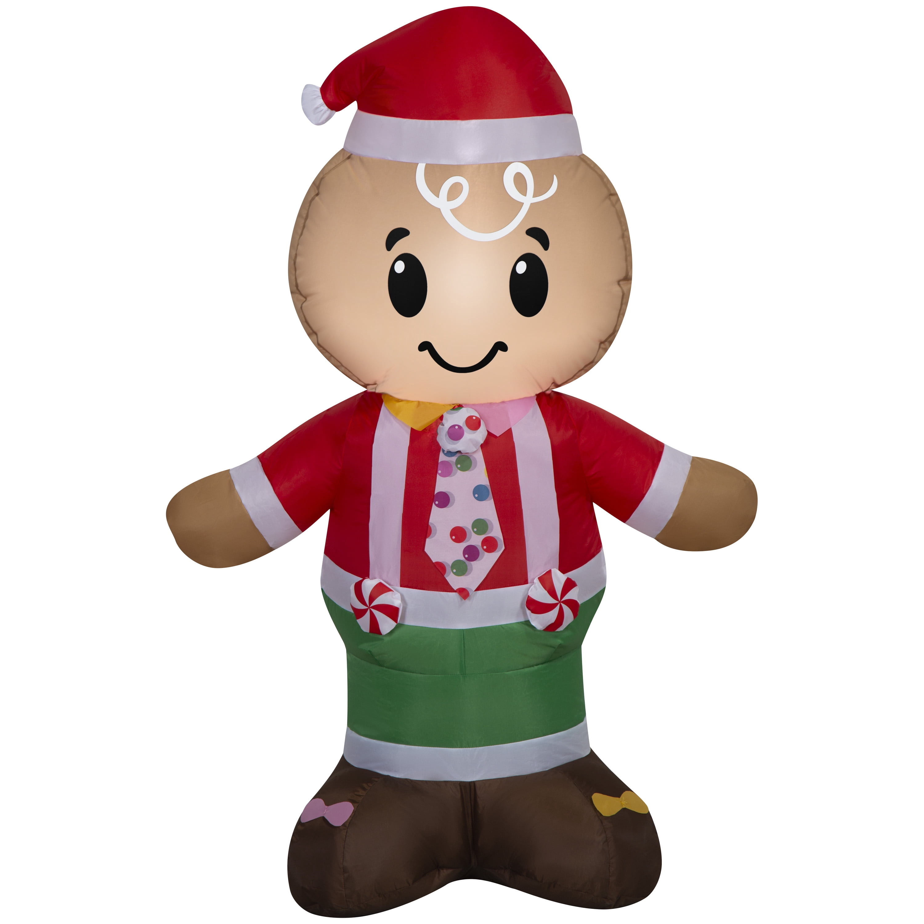 4 ft Gingerbread Boy Christmas Airblown Yard Inflatable, Multicolor, by Holiday Time
