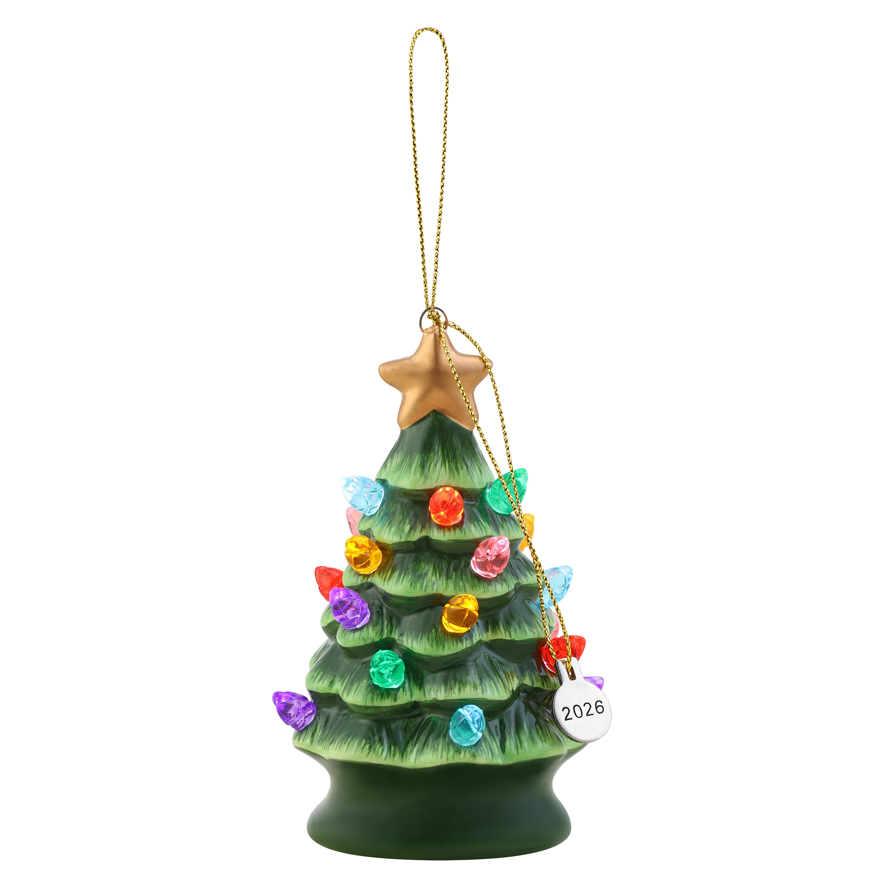 Mr. Christmas 4" Nostalgic Ceramic Lit Tree Ornament Decoration, Green