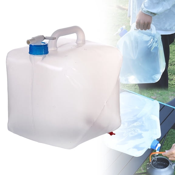 4 Gal Collapsible Camping Water Storage Cube Jug with Spigot - Foldable, Leak-Proof, Food Grade, Outdoor Water Container with Ergonomic Handle
