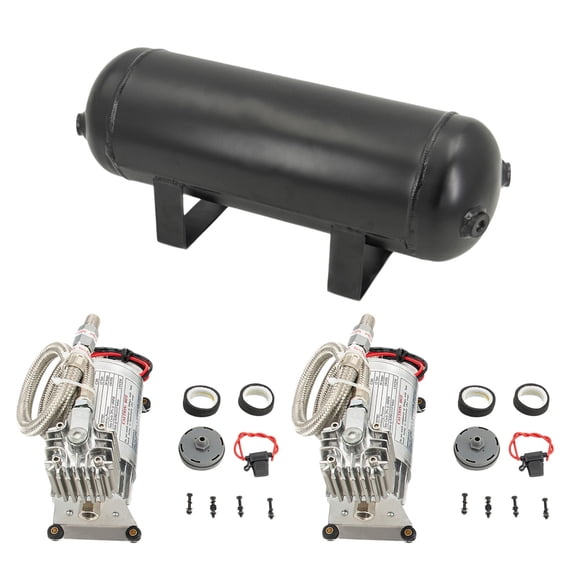 4 Gallon Air Tank Kit + 2X 150 PSI 12V Air Compressor For Truck Train