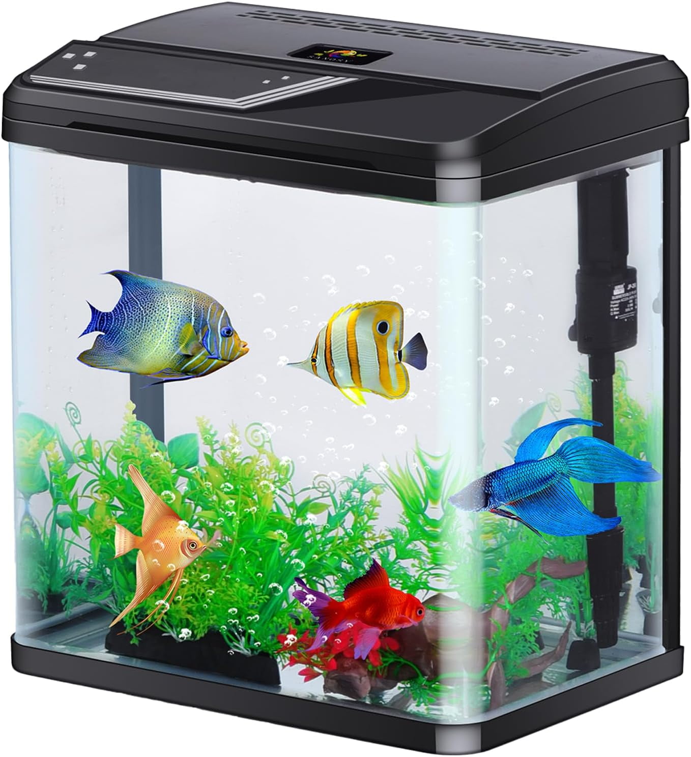 4 Gallon Aquarium Starter Kit Small Glass Betta Fish Tank Desktop Mini Fish Bowl for Shrimp Goldfish with Filter Pump LED Light Walmart