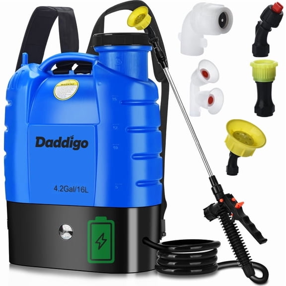 4 Gallon Battery Operated Backpack Sprayer, 100 PSI Electric Garden Sprayer with 12V 8Ah Rechargeable Battery, Stable Pressure Pump,Trigger Lock, Adjustable Nozzles for Lawn Care & Garden