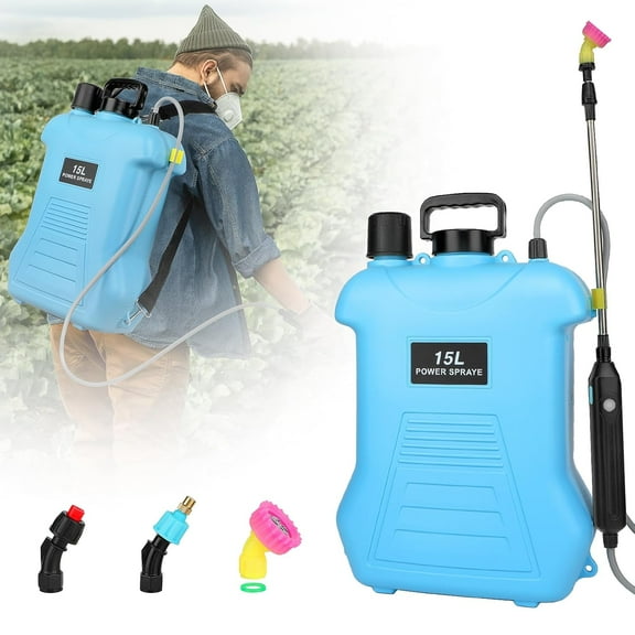 4 Gallon Battery Powered Sprayer, Electric Garden Sprayer, Backpack Sprayer with 3 Mist Nozzles & USB Rechargeable Handle & Retractable Wand & Adjustable Strap for Lawn, Garden, Yard