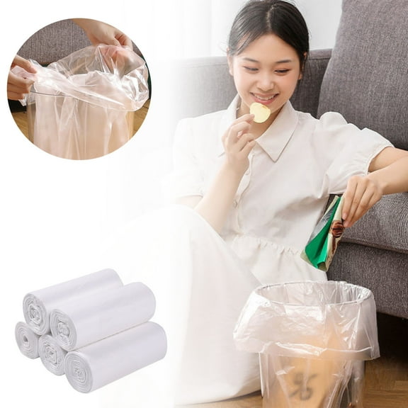 4 Gallon Clear Unscented Trash Bags, Leakproof Thick Small Garbage Liners - For Bathroom Kitchen Bedroom Car Pet Waste, Fit Small Trash Cans (5PCS)