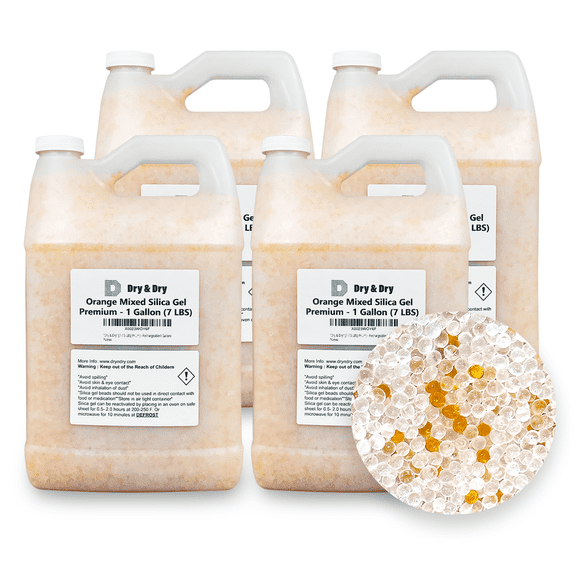 4 Gallon "Dry & Dry" Orange & White Mixed Indicating Silica Gel Beads (Industry Standard 3-5 mm), 3D Printer Desiccant - Reusable(28-30 LBS)
