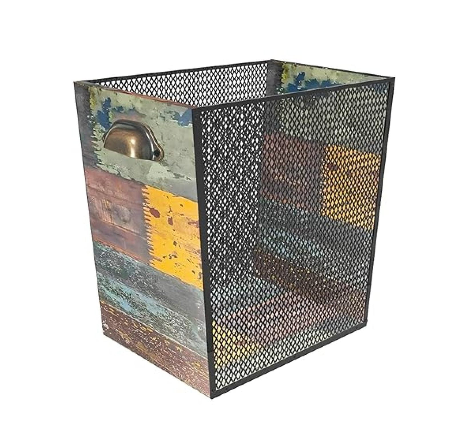 4 Gallon Farmhouse Wooden Trash Can - Rustic Decorative Waste Paper ...