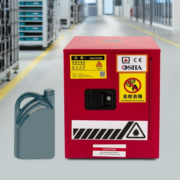 Liquid Safety Cabinet 4 Gallons Flammable Red Hazardous Storage Cabinet Safety Locker