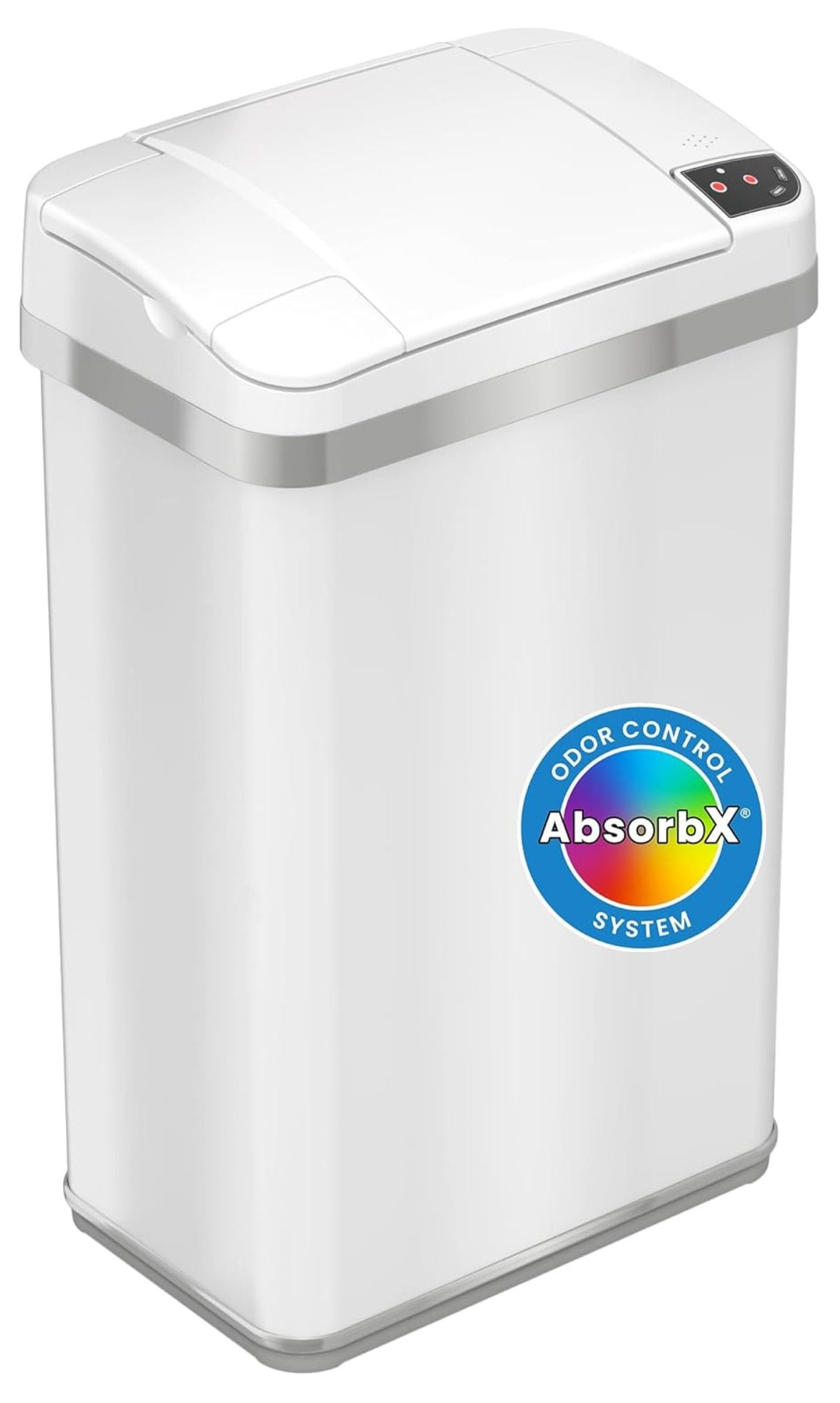 White Stainless Steel Touchless Sensor Trash Can with Odor Filter