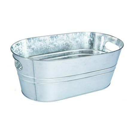 4 Gallon Galvanized Metal Ice Bucket, Large Capacity Wine Beverage Tub With Sturdy Carry Handle, 1 Pack For Home Bar Office Parties Outdoor Indoor Holding Beer Champagne