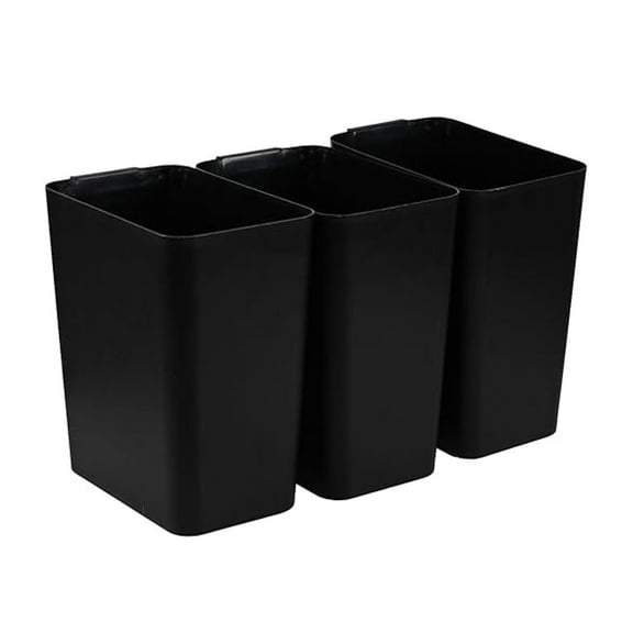 4 Gallon Open Top Trasn can for Under Kitchen Cabient, Waste Paper Basket for Office, 3 Pack Black Plastic Garbage Bin