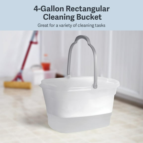 4-Gallon Rectangular Cleaning Bucket with Handle for Efficient Home Cleaning Tasks