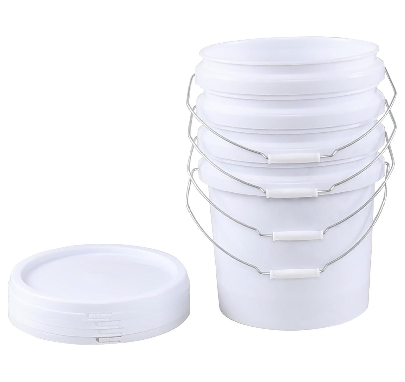 House Naturals 4-Gallon Square Food Grade Buckets - Pack Of 6 Gray Containers (No Lids)