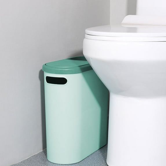 4-Gallon Slim Motion Sensor Trash Can, Automatic Touchless Bathroom & Kitchen Step Trash Can with Lid, Space-Saving Design,Green