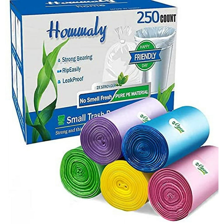 HOMMALY Extra Strong Small Trash Bag, 4 Gal, Clear, 250 counts