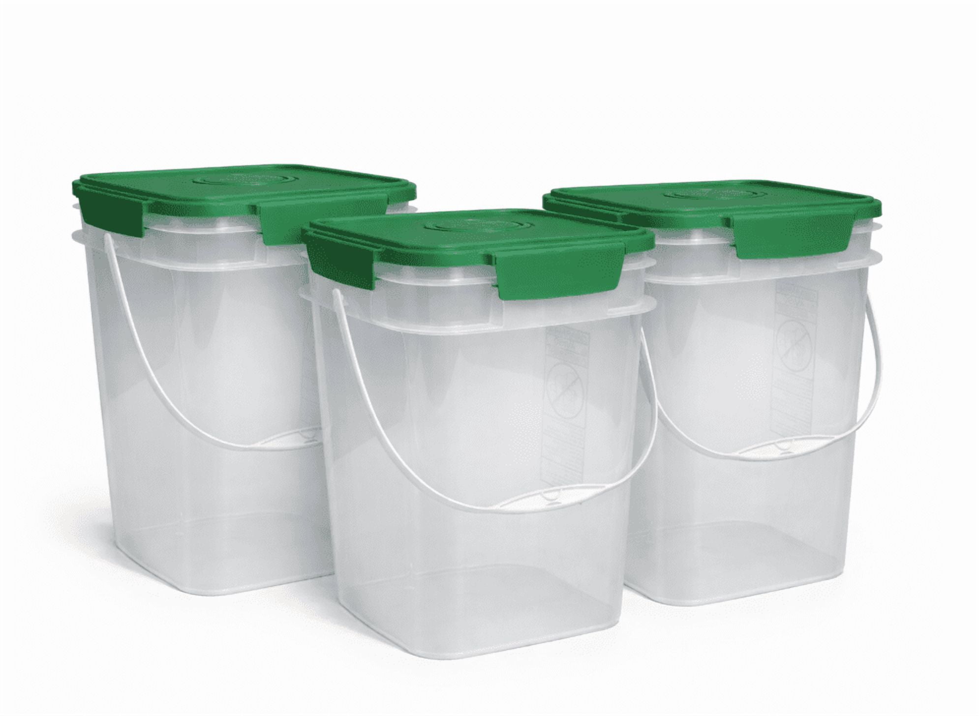 4 Gallon Square Food Grade Bucket Pail Clear with Green easy on Lid ...