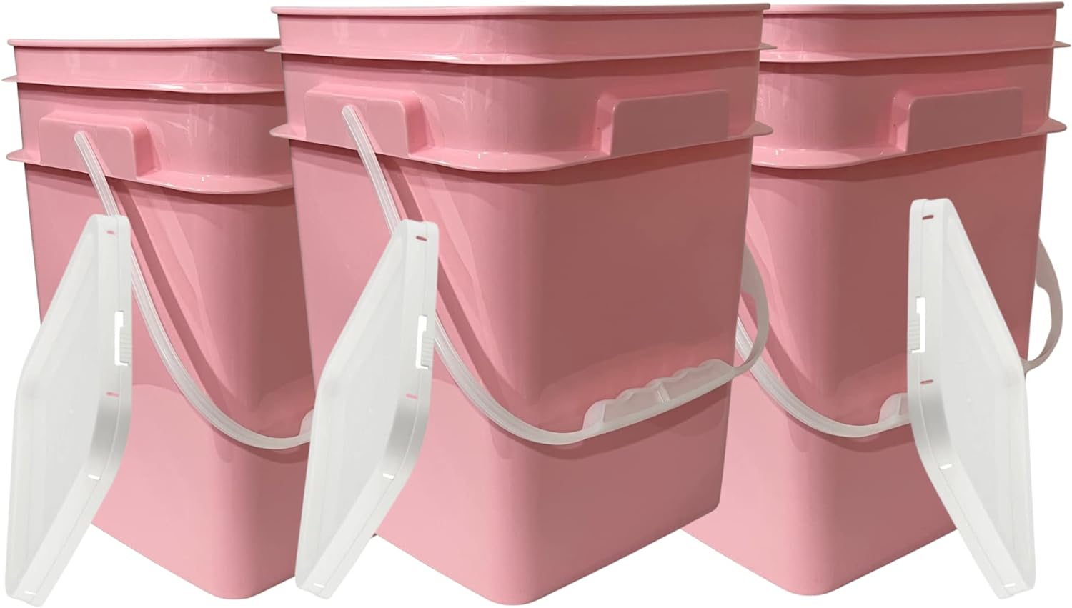 4 Gallon Square Food Grade Bucket Pail With Plastic Handles And Lid
