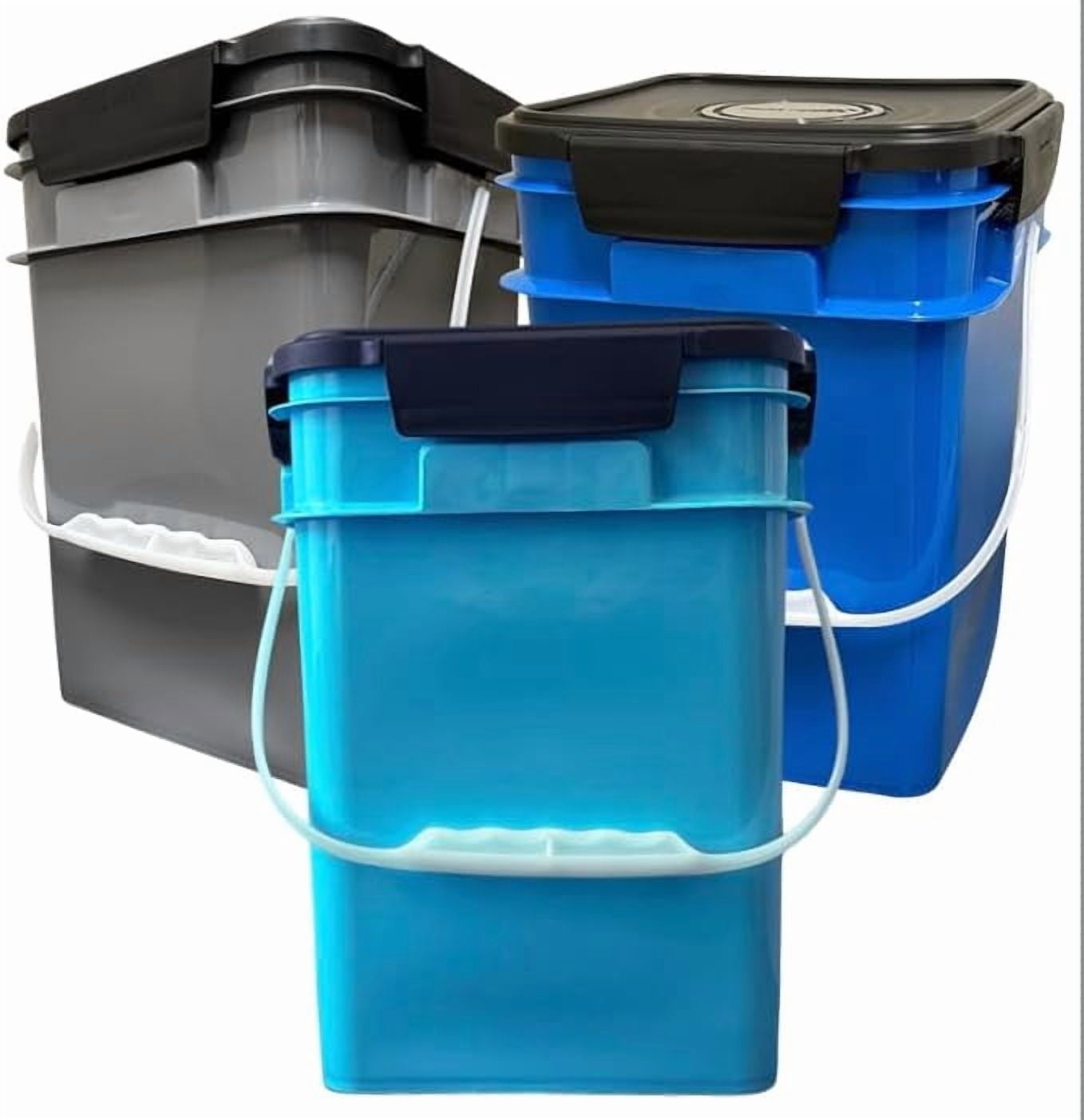4 Gallon Square Food Grade Bucket Pail with Plastic Handles and Lid ...