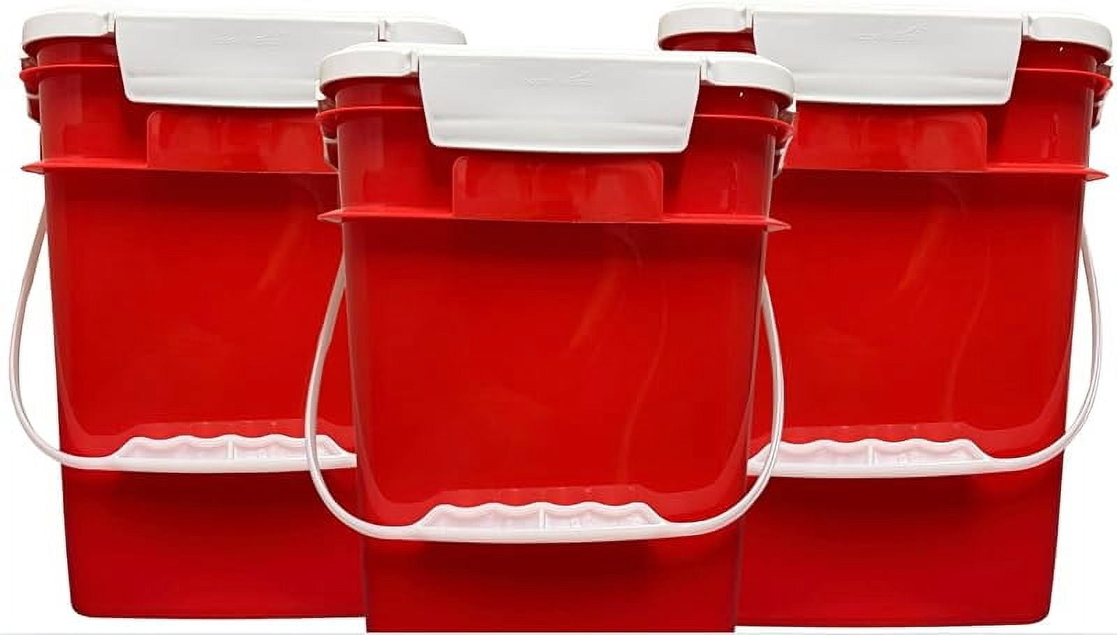 4 Gallon Square Food grade Bucket pail with plastic handles and Lid ...