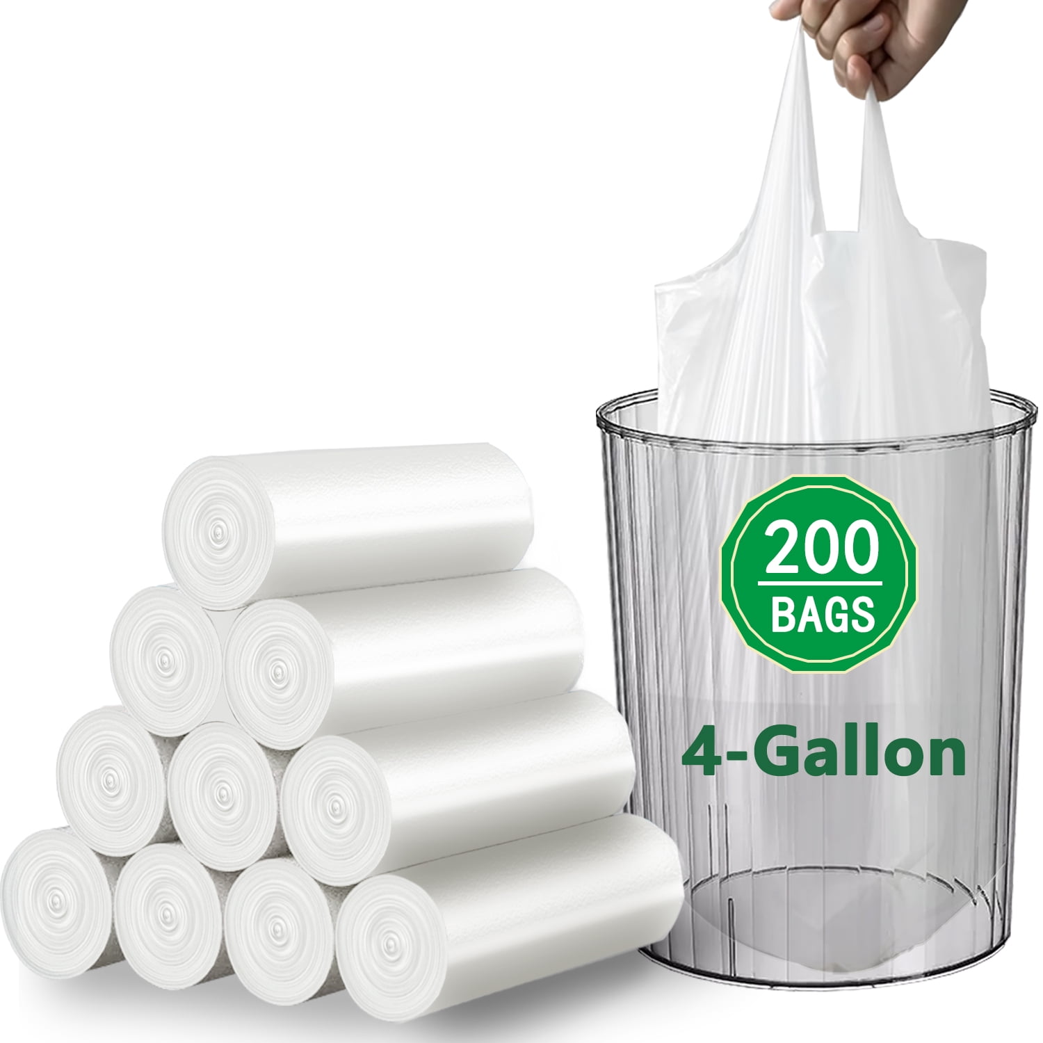 4 Gallon Trash Bags 200 Count, Small Garbage Bag 4