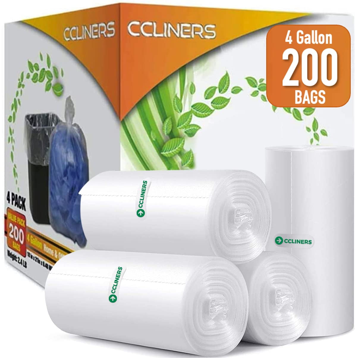 4 Gallon Trash Bags Small Bathroom Garbage Bags Clear Plastic