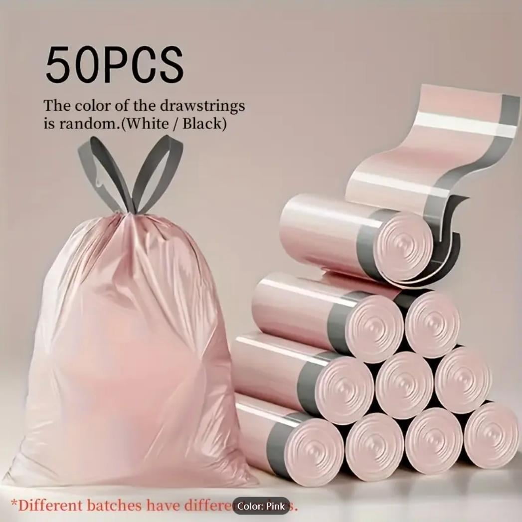 4 Gallon Trash Bags, Small Trash Bags with Drawstring, Unscented Garbage Bags for Bathroom kitchen Office, 100 Count, Pink