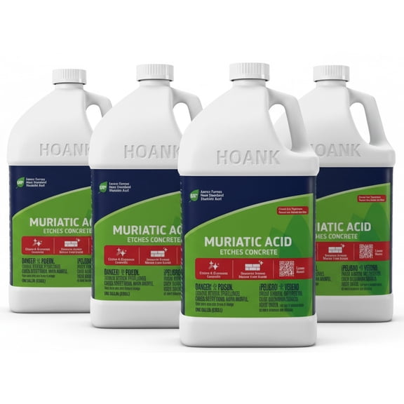 (4 Gallons) - Muriatic Acid for Swimming Pools & Spas, Removes Mortar from Bricks - 90% Low-Fume pH Stabilizer & Cleaner for Concrete & Masonry Surfaces, Clears Rust & Scale Build-Up - Ready to Use
