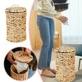 thumbnail image 1 of 4 Gallons Wicker Trash Can with Lid - Bathroom Garbage Can - Boho Hand Woven Natural Water Hyacinth Wicker Waste Basket for Bedroom, Living Room, Home, Office, 1 of 6