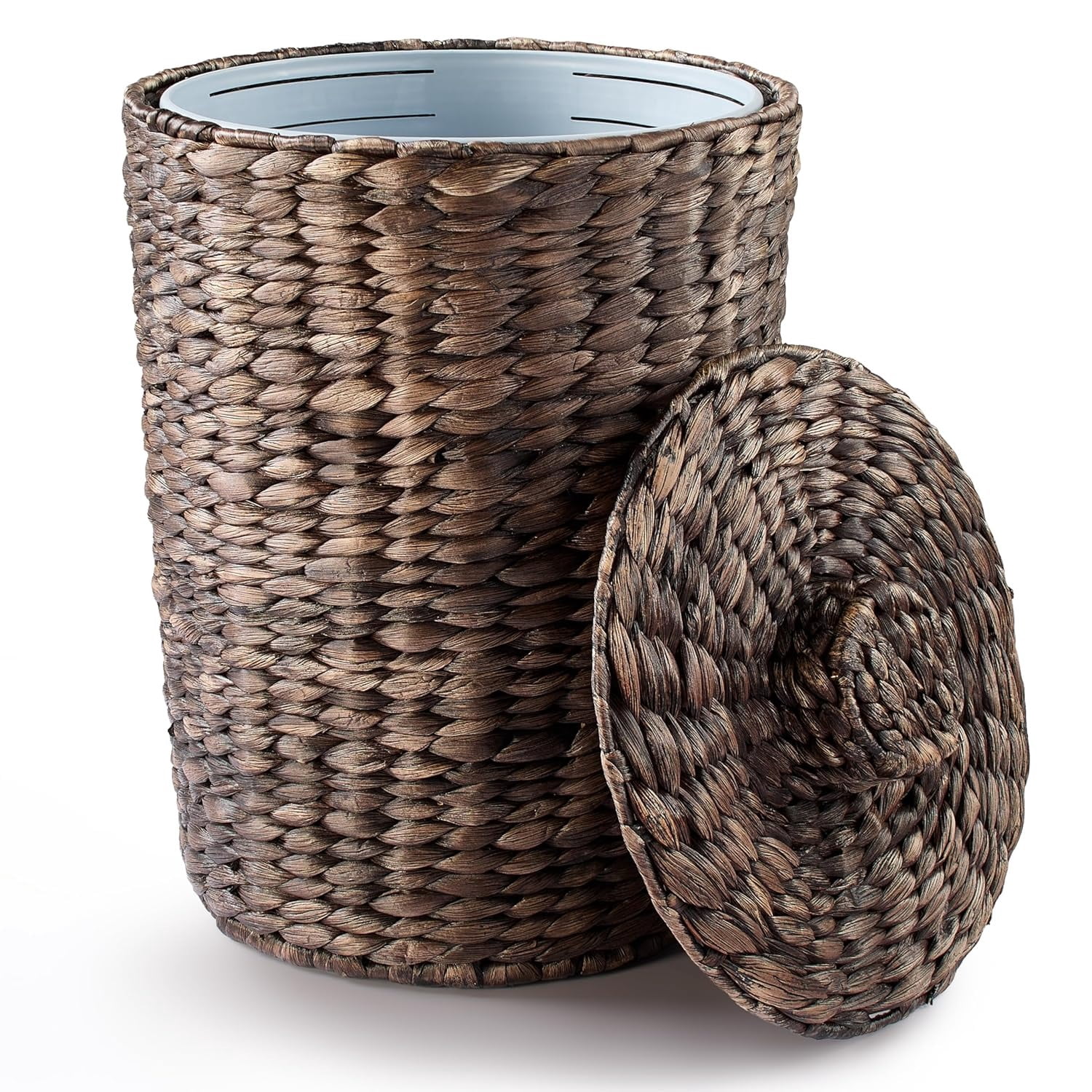 4 Gallons Wicker Waste Basket - Water Hyacinth Bathroom Trash Can ...