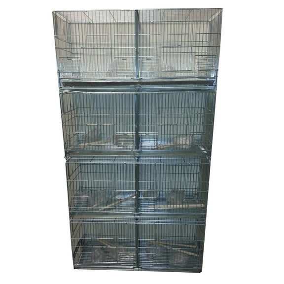4 of Galvanized Steel Stackable Double Breeding Breeder Flight Bird Cage with Center Dividers Side Breeding Nest Doors Quail Aviaries Canaries Finches