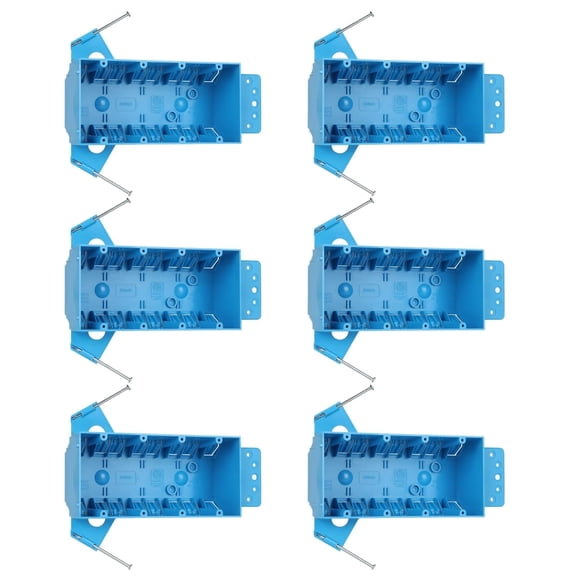 4-Gang PVC Electrical Box，New Work Junction Box for Manufactured Homes，60 cu.in Capacity, Blue，ETL Certified(Pack of 6)