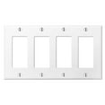 thumbnail image 1 of 4 Gang Rocker - Decorator METAL Wall Plate - Wall Plate for Decorator Style Light Switches, GFCI, Electrical Plug Outlets, Stainless Steel Painted White, UL Listed, 4.5 x 8.19 Inches (Made in USA), 1 of 5