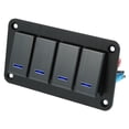 thumbnail image 1 of 4 Gang Rocker Switch Panel 3 Pin Pre-Wired Toggle Switch Aluminum Alloy Blue LED Light Push Button for 12V 24V Black, 1 of 1