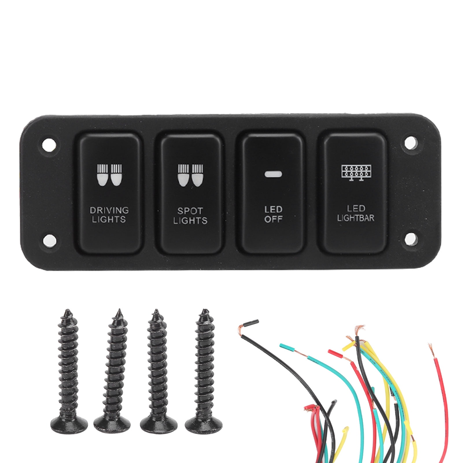 4Gang Vehicle Panel Switch with Blue LED Light for 12V DC Car Lights