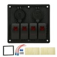 thumbnail image 1 of Rocker Switch Panel Waterproof 4 Gang LED Dual USB Charging Port 12-24V DC 4.8A for RVs SUV Yachts, Red, 1 of 8