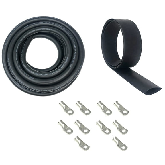 4-Gauge 10 ft. Black Welding Cable Kit Includes 10-Pieces of Cable Lugs and 3 ft. Heat Shrink Tubing