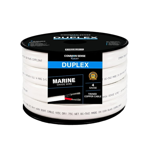 4 Gauge 2 Conductor Marine Wire - 18 ft Duplex Flat Marine Grade Wire Tinned Copper Oxygen-Free Insulated - 4/2 AWG UL 1426 Standard PVC Wire for Boat, Automotive, Speakers,  & Trailers