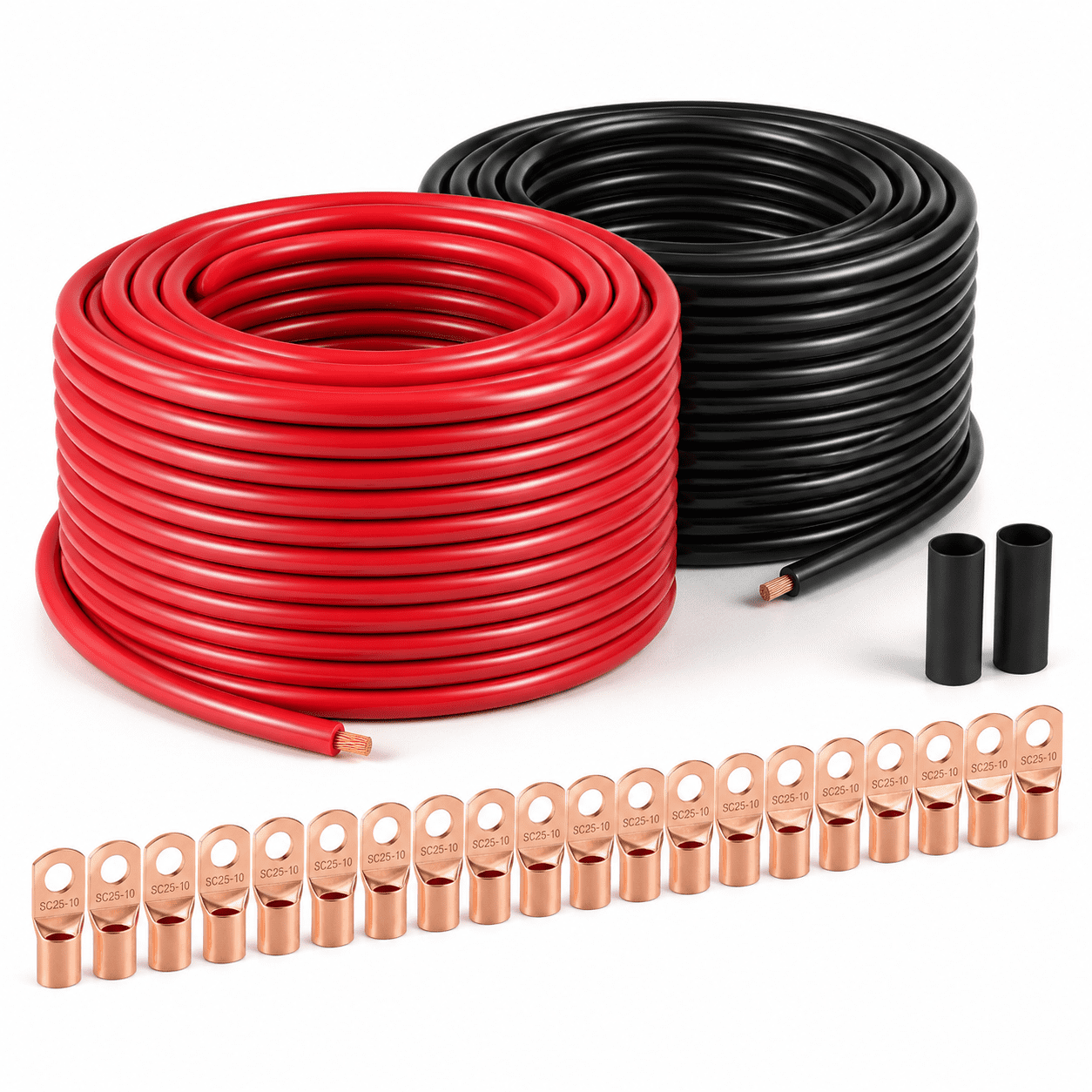 4 Gauge CCA Electrical Wire Kit, 50ft Each Black/Red, for Car Audio ...