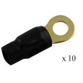 thumbnail image 1 of 4 Gauge Wire Cable Ring Terminal Connector Gold 3/8 Hole 10 Pack Black Only, 1 of 1