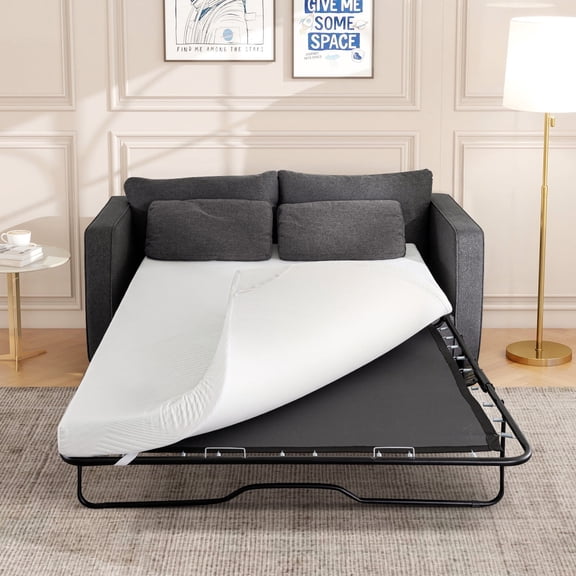 4" Gel Memory Foam Sofa Bed Mattress Replacement, Queen Size Mattress Topper with Washable Cover, CertiPUR-US Certified for Couch Beds