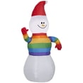 thumbnail image 1 of 4' Gemmy Airblown Christmas Snowman in Rainbow Sweater Yard Decoration 881090, 1 of 2