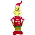 thumbnail image 1 of Gemmy 4 ft Airblown Blowup Inflatable Grinch with Merry Grinchmas Sweater & Built-In LED Lights Outdoor Decoration - Red, 1 of 3