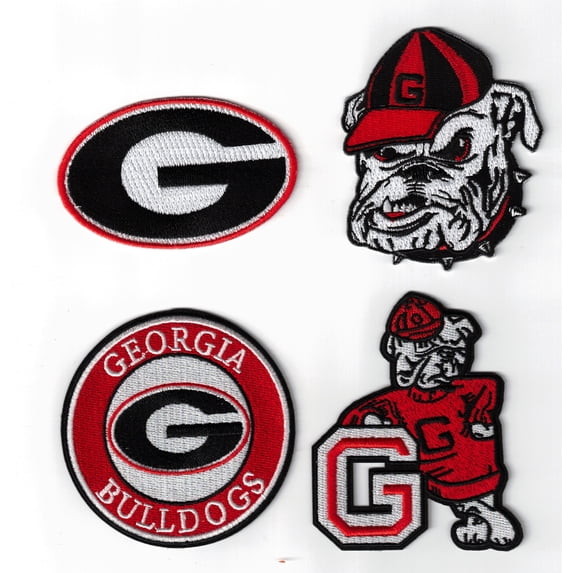 (4) Georgia Bulldogs Embroidered 3in Iron On Patches