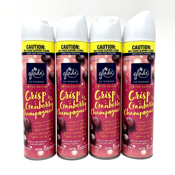 4 Glade Spray Air Fresheners Limited Edition CRISP CRANBERRY CHAMPAGNE 8.3 oz.