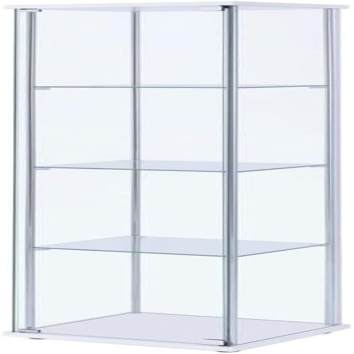 4 Glass Display Case with Chrome Support Beams and Top/Base