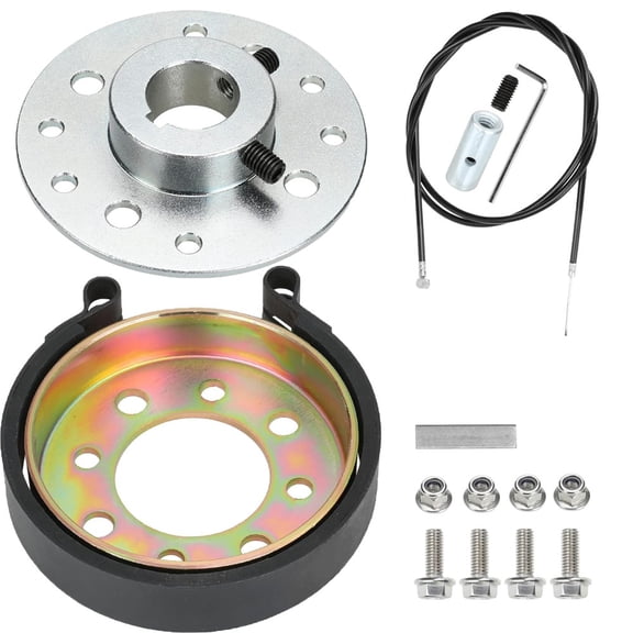 4"Go Kart Rear Drum Brake Band & Steel Sprocket Hub w/Cable Pin Kit for Manco 1492 Azusa 2562 Predator 212cc 196cc 6.5hp Dune Buggies Drift Trike Heavy Duty Cart Replacement Parts 1" Bore 1/4" Keyway