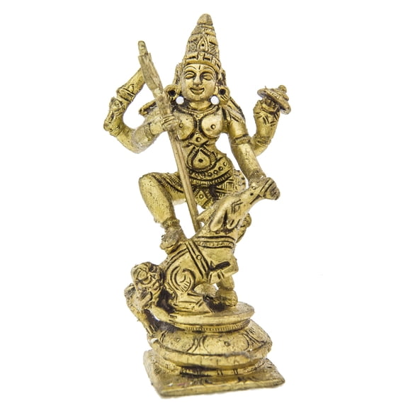 4" Goddess Durga Small Statue in Brass | Handmade | Made In India