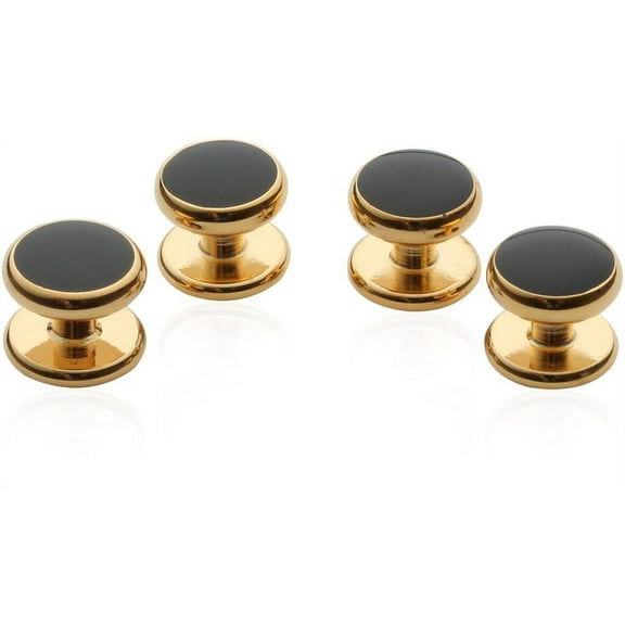 4 Gold Black Shirt Studs