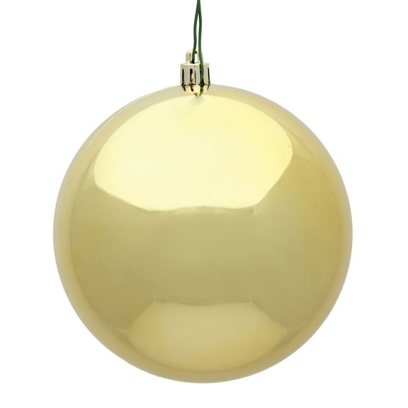 4" Gold Shiny Finish UV Resistant Ball Ornament 6 per Bag